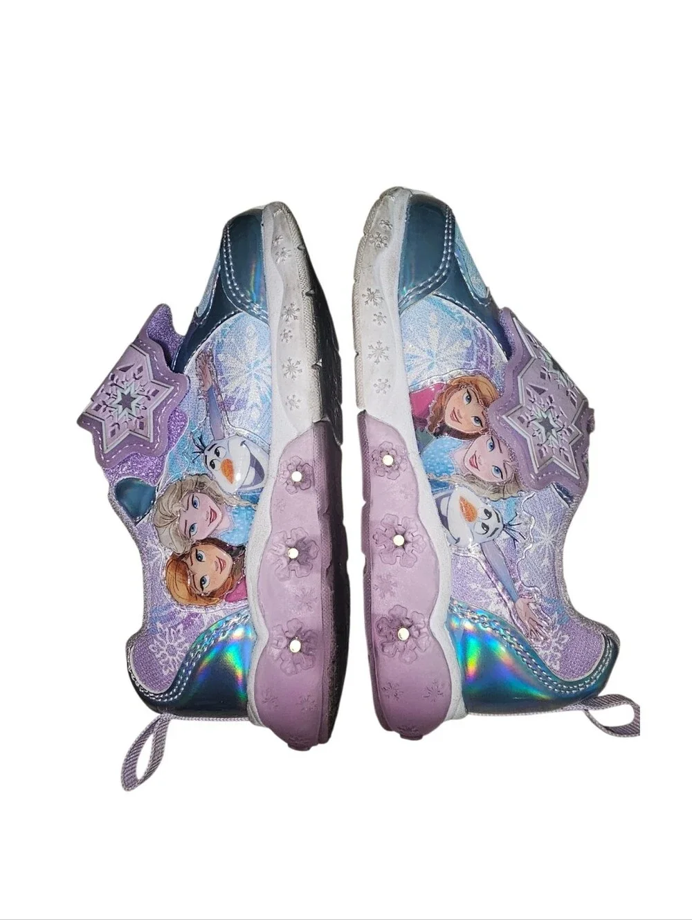 Disney Frozen Light-Up Kids Sneakers in Blue & Purple Snowflake Design